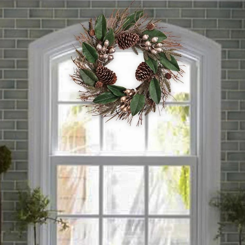 Christmas Berry Pinecone Vintage Decorations Wall Hanging Wreath