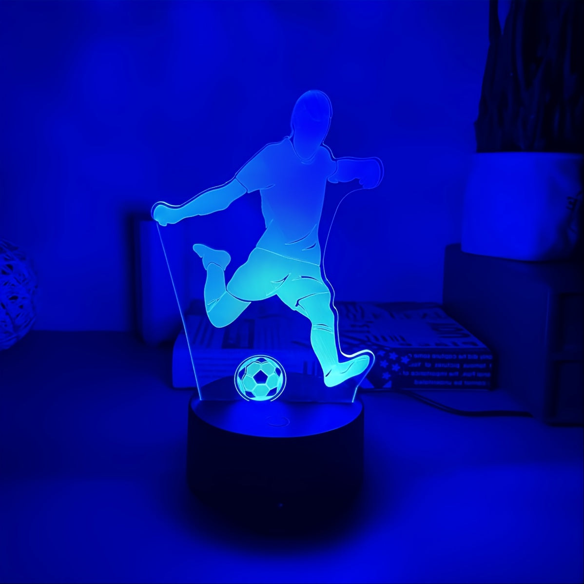 1 x 3D game football night light table optical illusion light, colour changing light LED table lamp