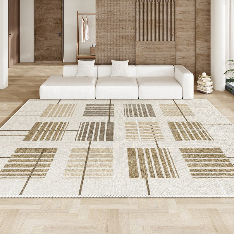 Simple Modern Beige Rugs for Bedroom, Modern Rugs for Dining Room, Contemporary Rugs for Office, Geometric Modern Rugs, Large Abstract Modern Rugs for Living Room