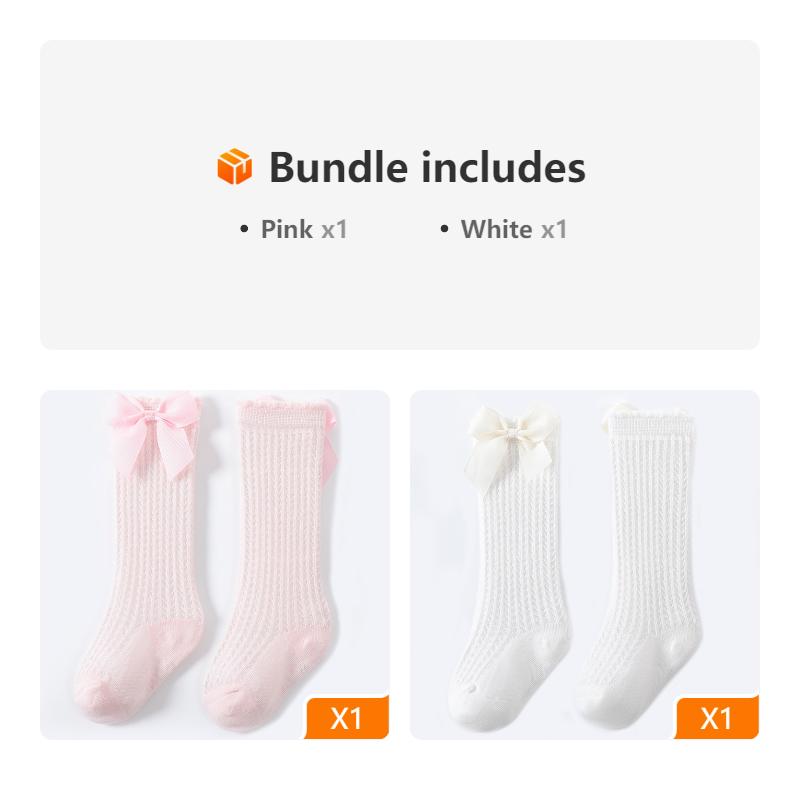 1pair Baby Breathable Bow Socks