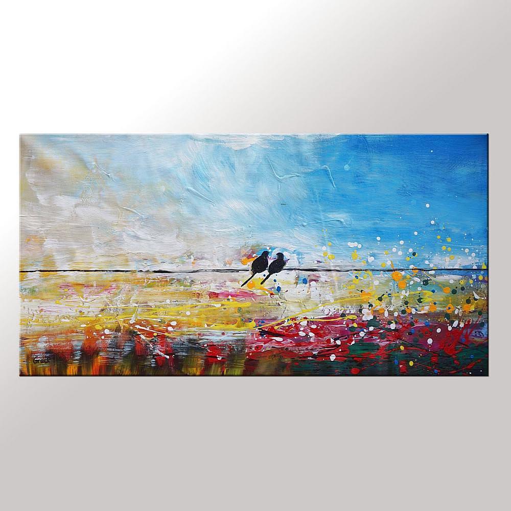 Modern Wall Art, Abstract Art, Contemporary Painting, Love Birds Painting, Art for Sale, Abstract Art Painting, Dining Room Wall Art, Wedding Gift