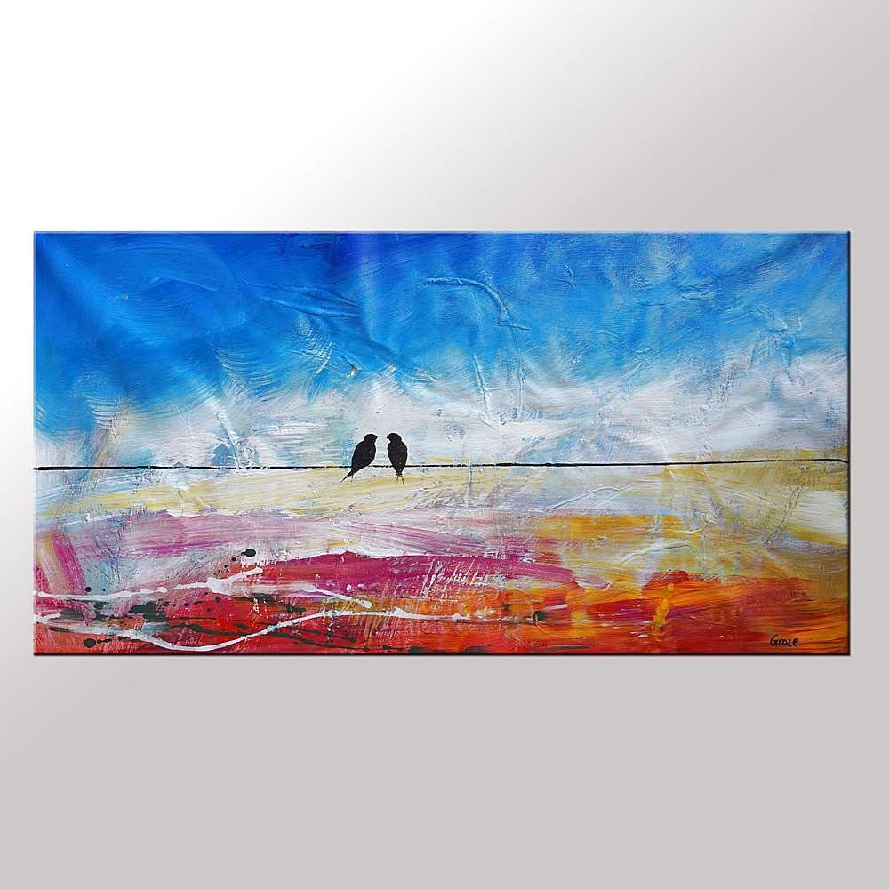 Modern Art, Abstract Art, Contemporary Wall Art, Love Birds Painting, Art for Sale, Abstract Art Painting, Dining Room Wall Art, Wedding Gift