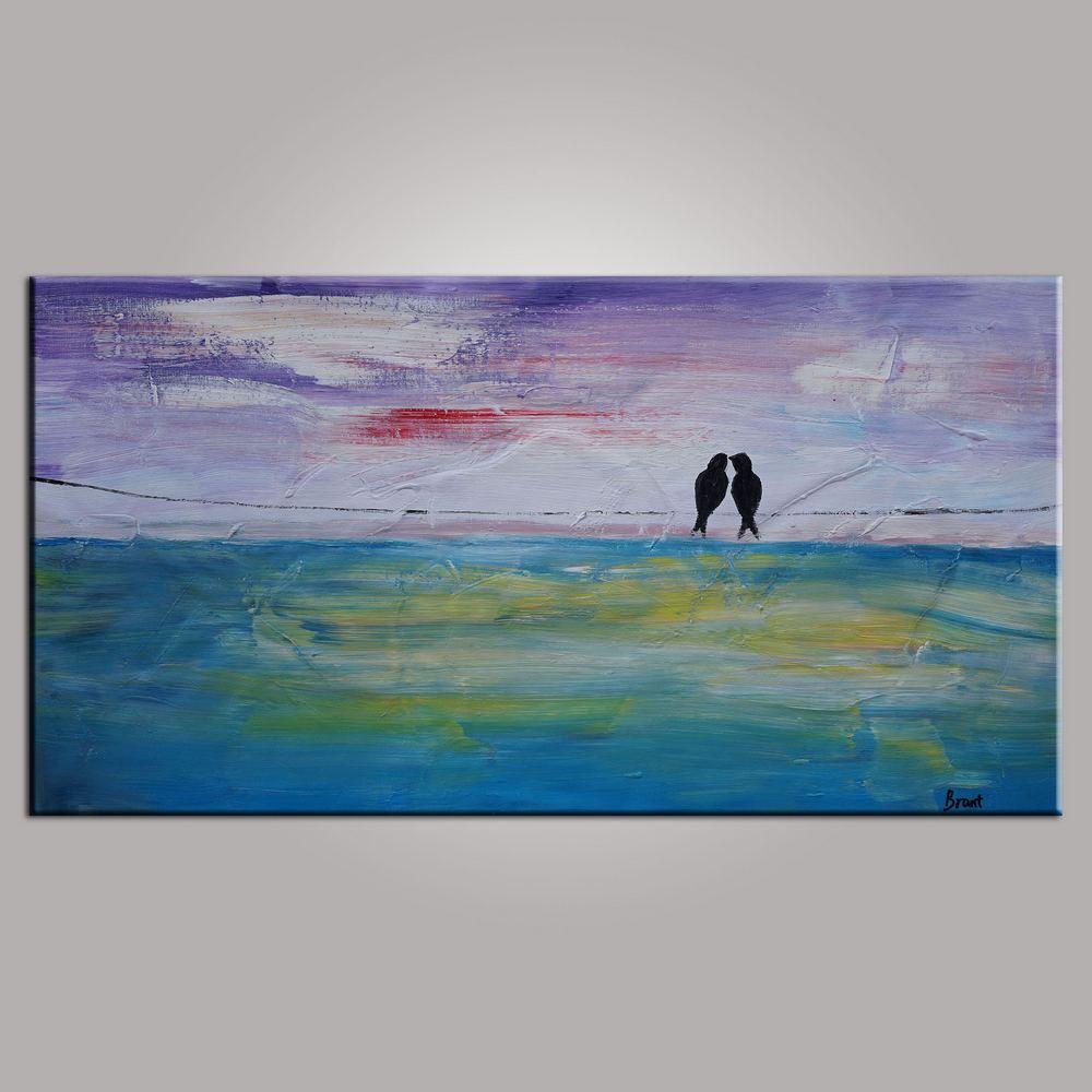 Contemporary Wall Art, Abstract Art, Modern Art, Love Birds Painting, Art for Sale, Abstract Art Painting, Bedroom Wall Art, Canvas Art