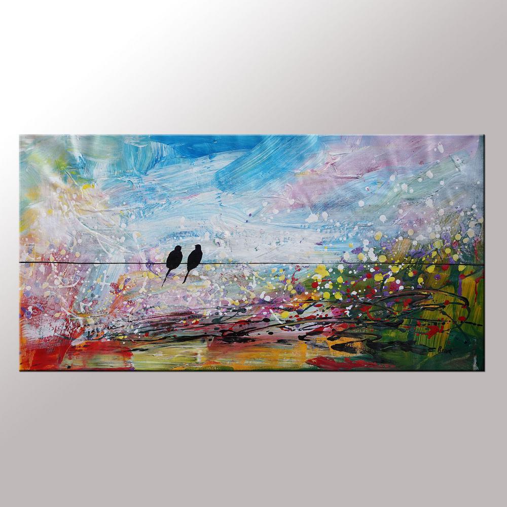 Love Birds Painting, Art for Sale, Abstract Wall Art, Modern Art, Contemporary Painting, Abstract Painting, Bedroom Wall Art, Canvas Art Painting