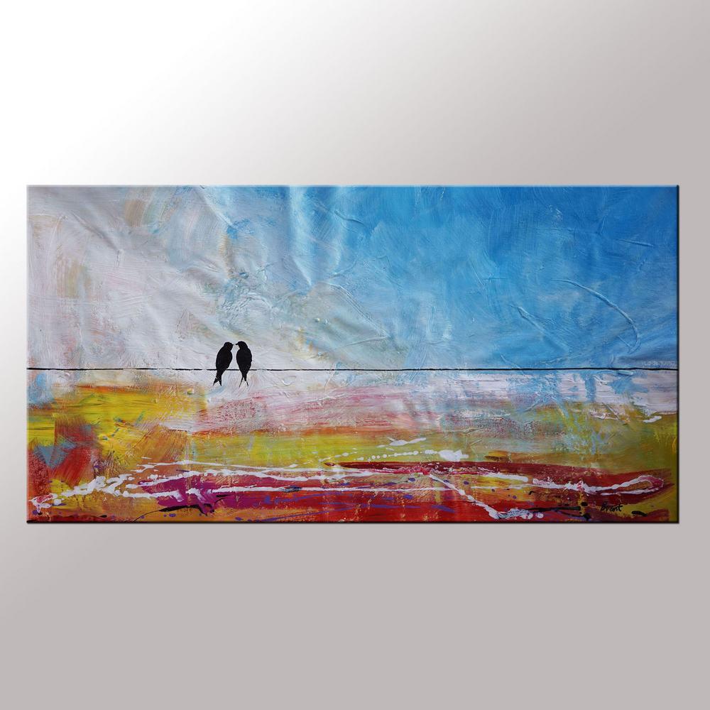 Abstract Wall Art, Contemporary Painting, Modern Art, Love Birds Painting, Art for Sale, Abstract Painting, Bedroom Wall Art, Canvas Art Painting