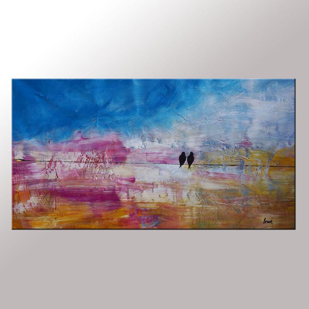 Modern Art, Love Birds Painting, Art for Sale, Abstract Wall Art, Contemporary Painting, Abstract Painting, Bedroom Wall Art, Canvas Art Painting