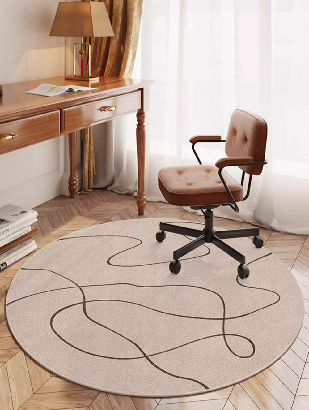 Circular Modern Rugs under Dining Room Table, Round Rugs under Coffee Table, Geometric Modern Rug Ideas for Living Room, Modern Round Rugs for Bedroom