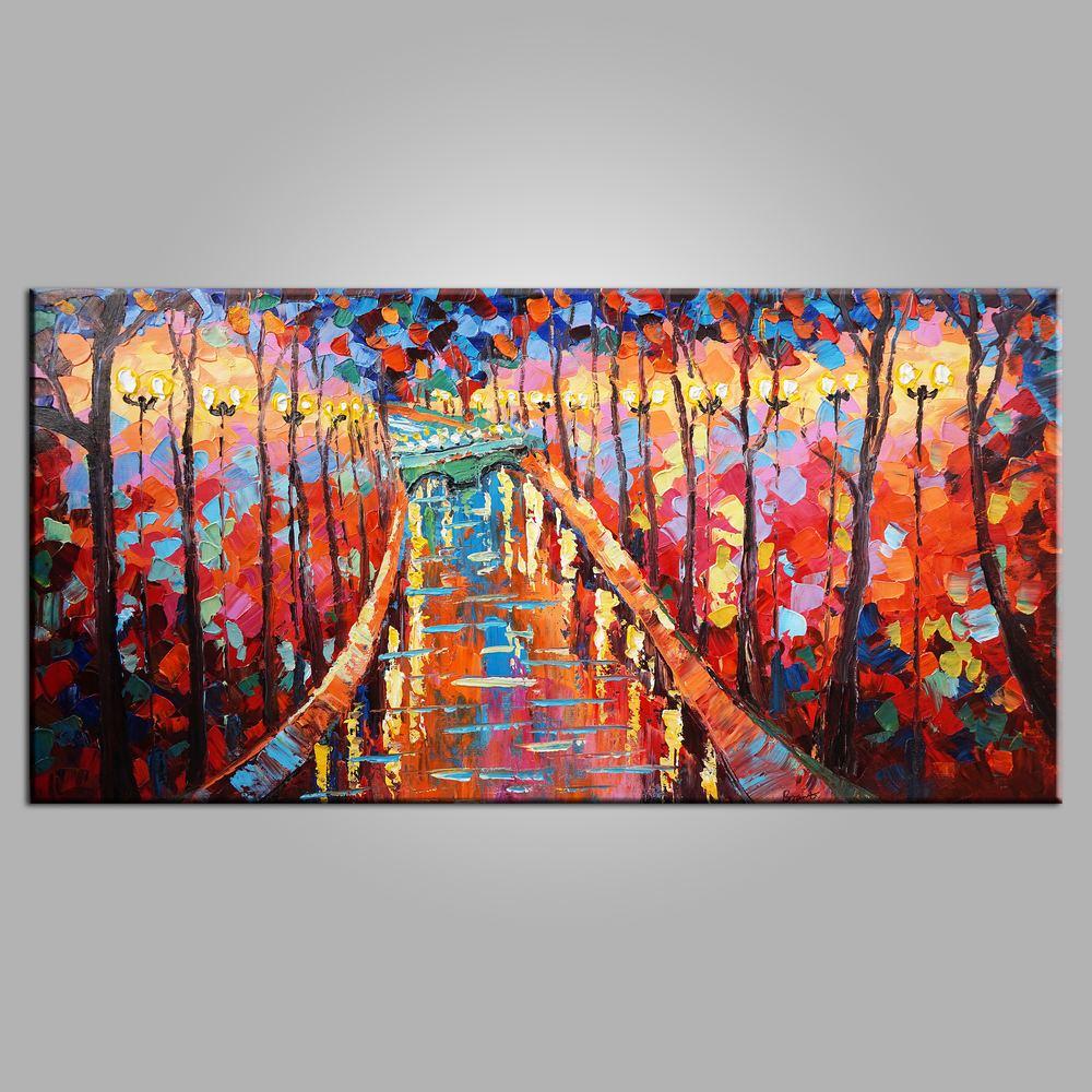 Autumn Park Painting, Canvas Art, Bedroom Wall Art, Modern Art, Painting for Sale, Contemporary Art, Abstract Art