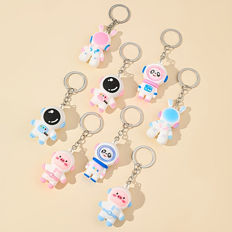 Creative Multicolor 3D PVC Soft Rubber Space Rabbit Space Bear Keychain
