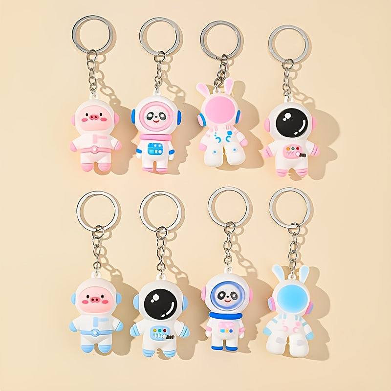 Creative Multicolor 3D PVC Soft Rubber Space Rabbit Space Bear Keychain