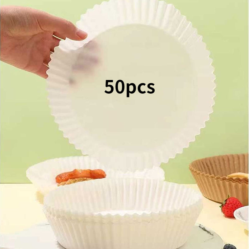 50/100pcs Air Fryer Disposable Paper Liner, Non-Stick Round Disposable Liner, Baking Paper Oil Proof, Food Grade Parchment, Used For Baking, Cooking Microwave