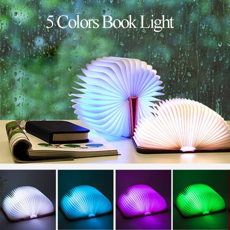 Table Lamp-3 Color 3D Creative LED Book Style Rechargeable Magnetic Folding