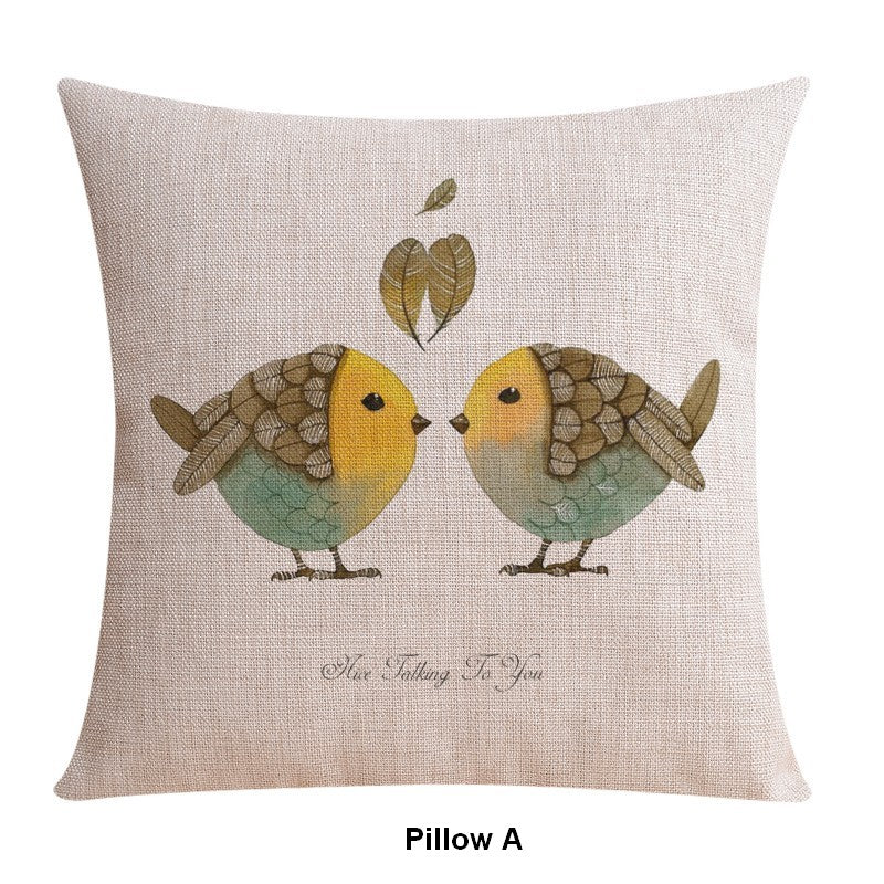Love Birds Throw Pillows for Couch, Simple Decorative Pillow Covers, Decorative Sofa Pillows for Children's Room, Singing Birds Decorative Throw Pillows