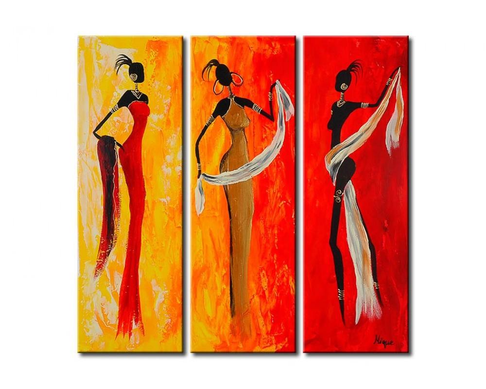 African Girls, 3 Piece Wall Painting, African Acrylic Paintings, African Woman Painting, Wall Art Paintings