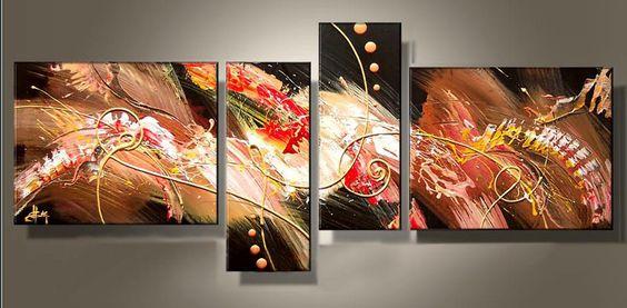 Abstract Acrylic Painting, 4 Piece Paintings, Paintings for Living Room, Large Painting Above Sofa, Modern Wall Art Paintings