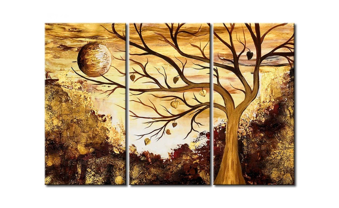 Tree of Life Painting, Moon Painting, 3 Piece Painting, Modern Acrylic Paintings, Wall Art Paintings