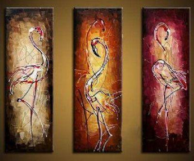 Canvas Painting, Abstract Bird Painting, Abstract Painting, Acrylic Art, 3 Piece Wall Art