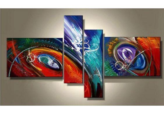 Abstract Canvas Painting, Large Acrylic Painting on Canvas, 4 Piece Abstract Art, Living Room Modern Paintings, Buy Painting Online