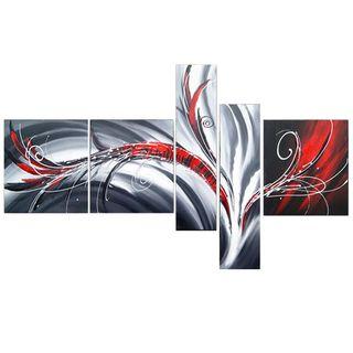 Large Canvas Painting, Abstract Lines, Modern Acrylic Art on Canvas, 5 Piece Wall Art Painting, Living Room Canvas Painting