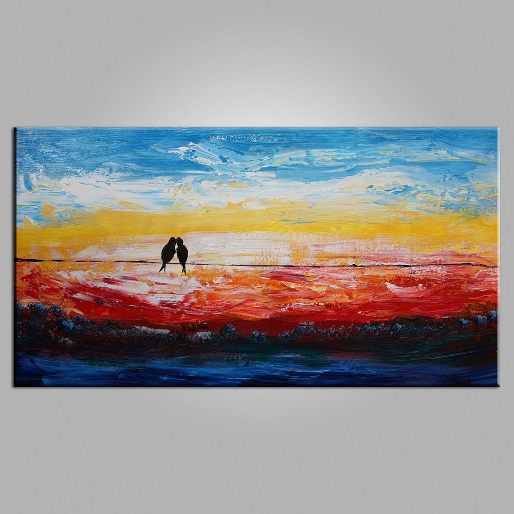 Abstract Art Painting, Canvas Art, Modern Art, Contemporary Art, Abstract Art, Love Birds Painting, Art for Sale,