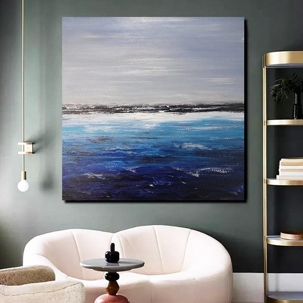Large Paintings for Dining Room, Bedroom Wall Painting, Original Landscape Paintings, Simple Acrylic Paintings, Seascape Canvas Paintings