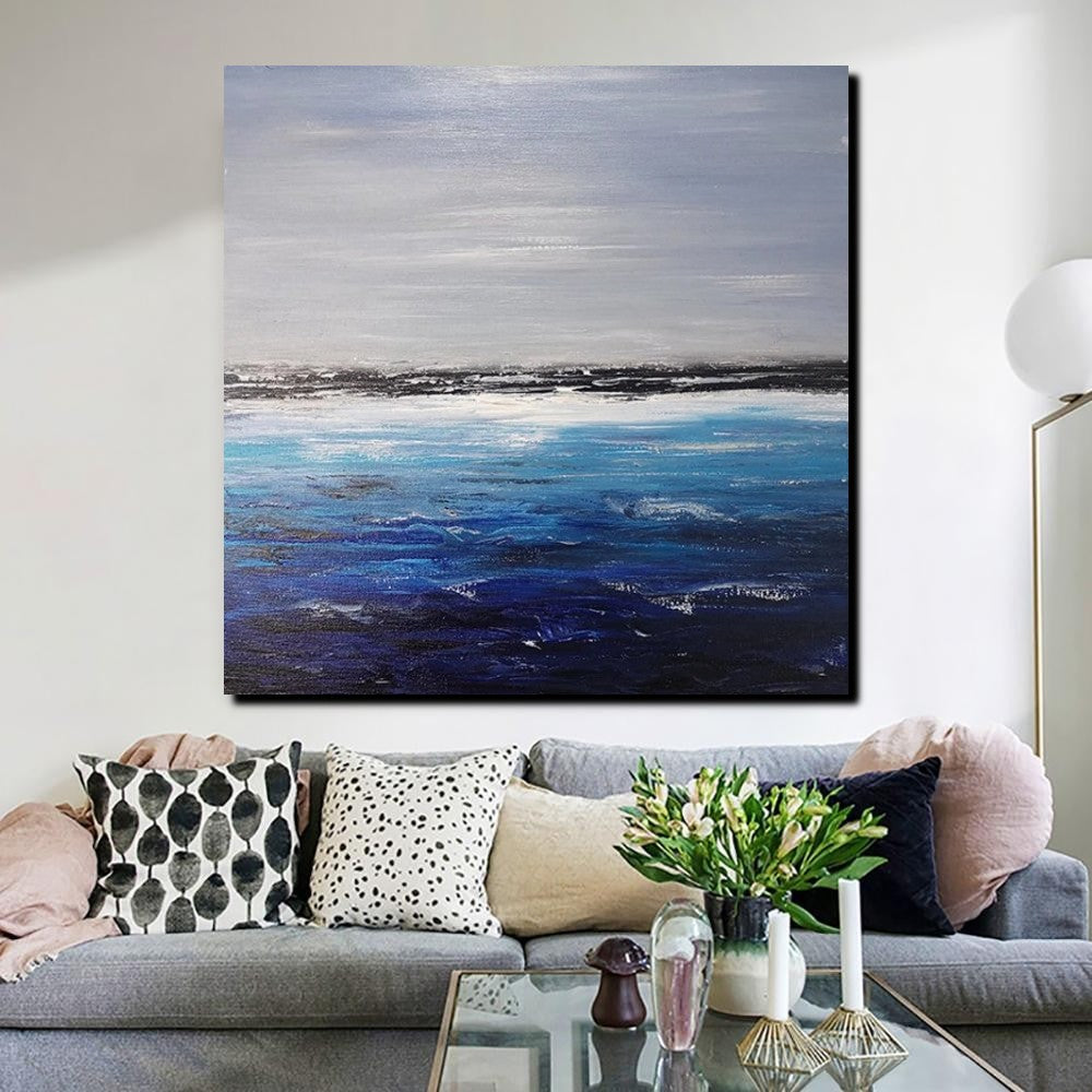 Large Paintings for Dining Room, Bedroom Wall Painting, Original Landscape Paintings, Simple Acrylic Paintings, Seascape Canvas Paintings