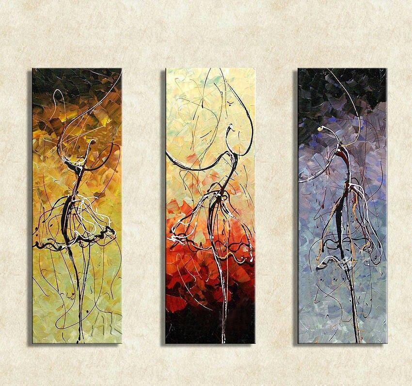 Abstract Painting, Ballet Dancer Painting, Bedroom Wall Art, Canvas Painting, Acrylic Art, 3 Piece Wall Art