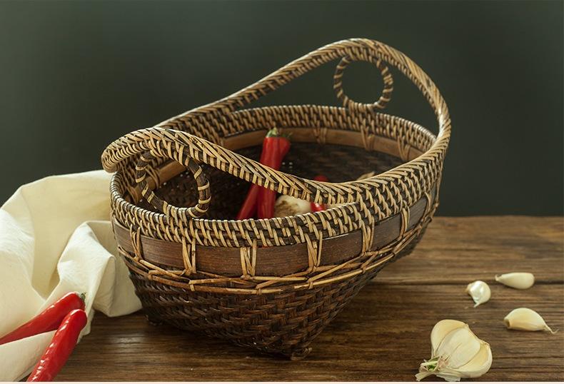 Indonesia Hand Woven Storage Basket, Natural Bamboo Baskets, Small Rustic Basket