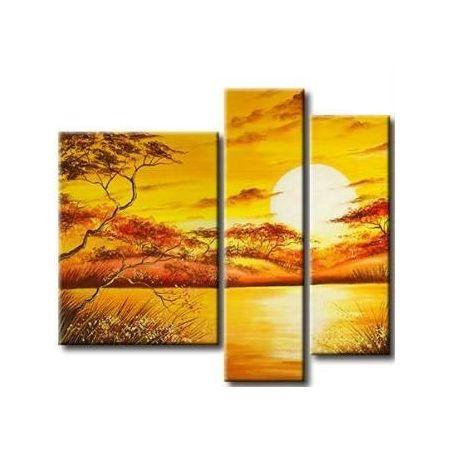 Landscape Canvas Paintings, Tree Sunset Painting, Buy Paintings Online, Yellow Canvas Painting, Acrylic Painting for Sale
