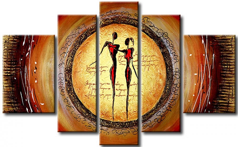 Abstract Art of Love, Acrylic Modern Paintings, 5 Piece Wall Art Painting, Paintings for Living Room, Acrylic Painting for Sale