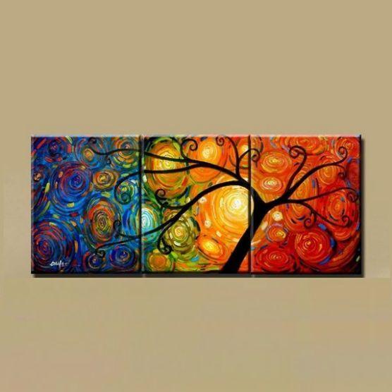 Canvas Painting, Abstract Art Painting, 3 Piece Canvas Art, Tree of Life Painting, Large Group Painting