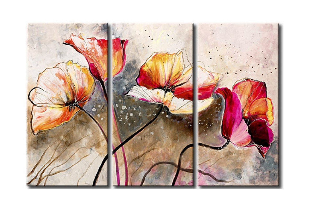 Flower Paintings, 3 Piece Wall Painting, Modern Contemporary Paintings, Acrylic Flower Paintings, Wall Art Paintings