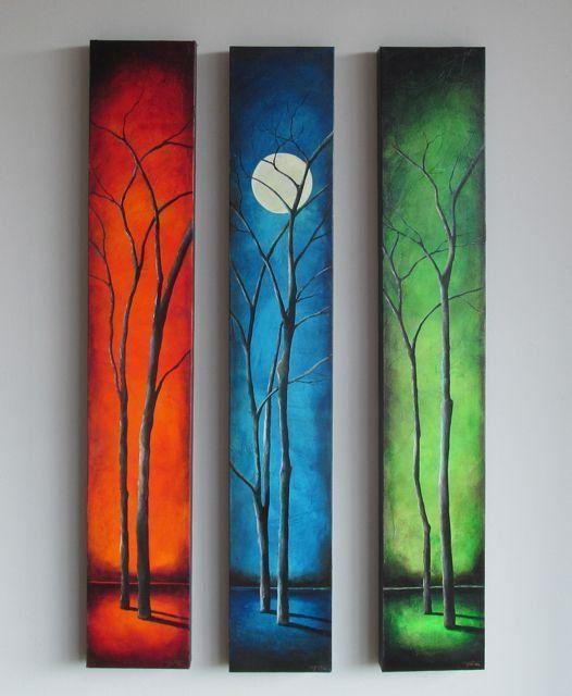 Tree Painting, Moon Painting, Hand Painted Canvas Painting, Bedroom Wall Art Painting, Acrylic Artwork