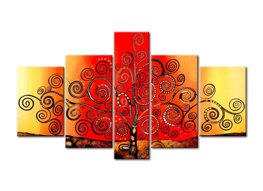Acrylic Modern Paintings, Tree of Life Painting, 5 Piece Wall Art, Paintings for Living Room, Tree Painting