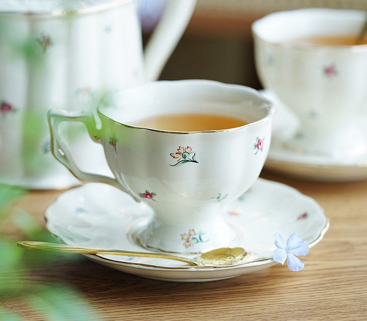 Bone China Porcelain Tea Cup Set, Beautiful British Tea Cups