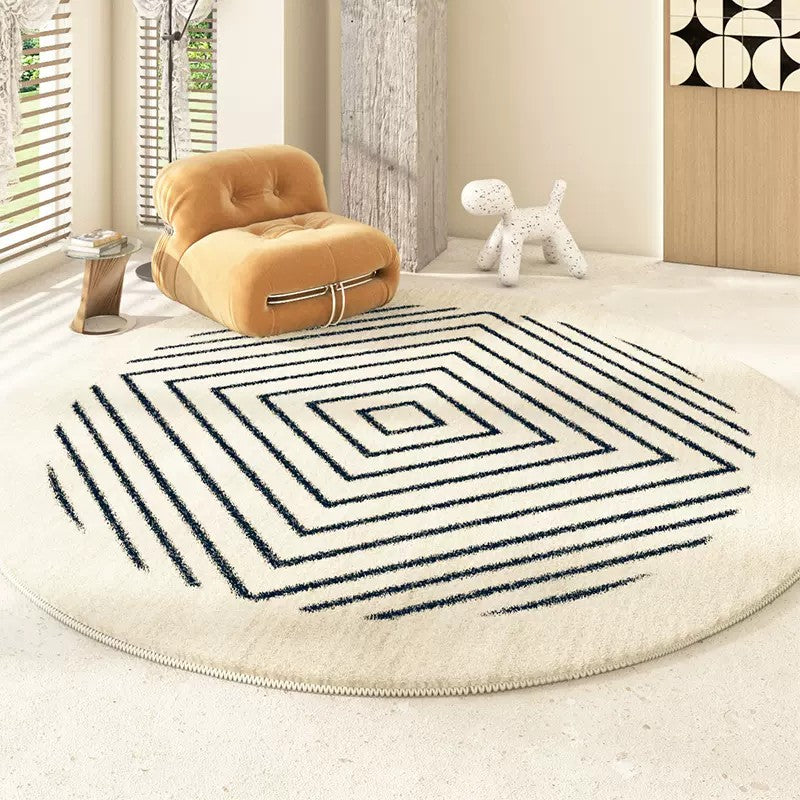 Abstract Contemporary Round Rugs for Bedroom, Geometric Modern Rug Ideas for Living Room, Thick Round Rugs for Dining Room