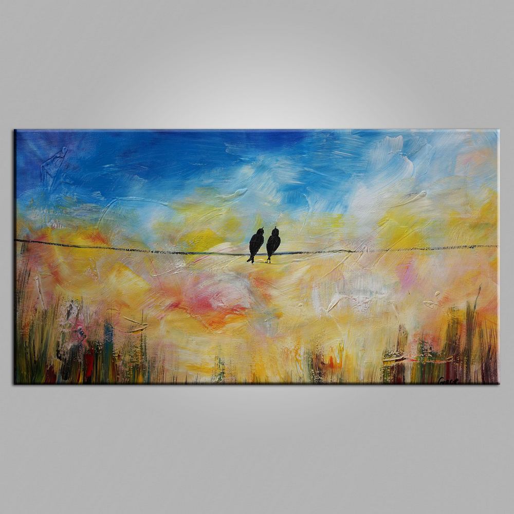 Modern Art, Contemporary Art, Love Birds Painting, Art for Sale, Living Room Wall Art, Canvas Art