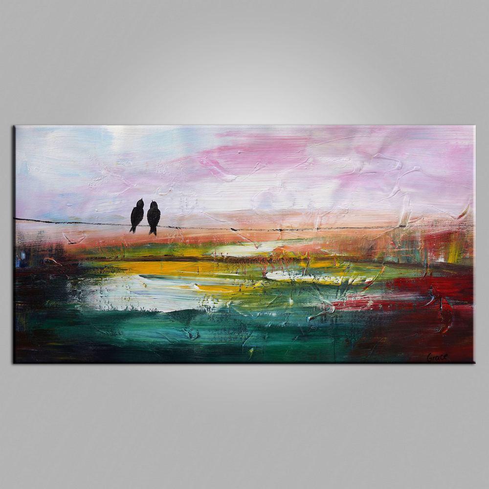 Contemporary Wall Art, Modern Art, Abstract Art, Love Birds Painting, Art for Sale, Abstract Art Painting, Living Room Wall Art, Canvas Art