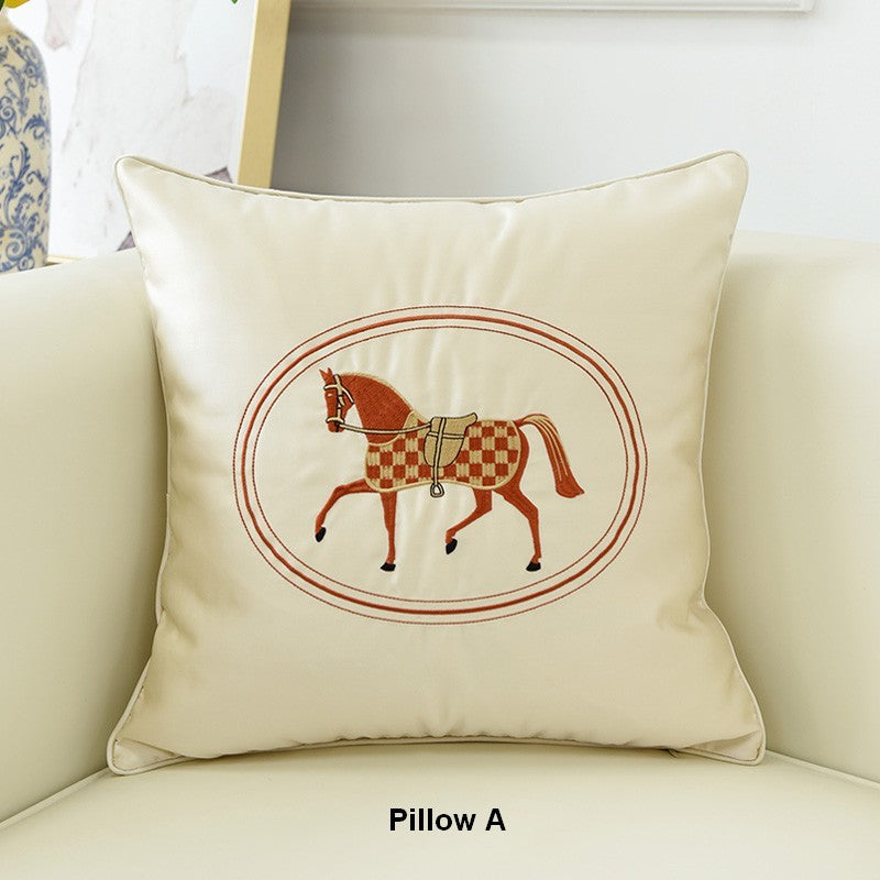 Horse Decorative Throw Pillows for Couch, Modern Decorative Throw Pillows, Embroider Horse Pillow Covers, Modern Sofa Decorative Pillows