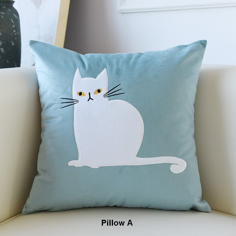 Lovely Cat Pillow Covers for Kid's Room, Modern Sofa Decorative Pillows, Cat Decorative Throw Pillows for Couch, Modern Decorative Throw Pillows