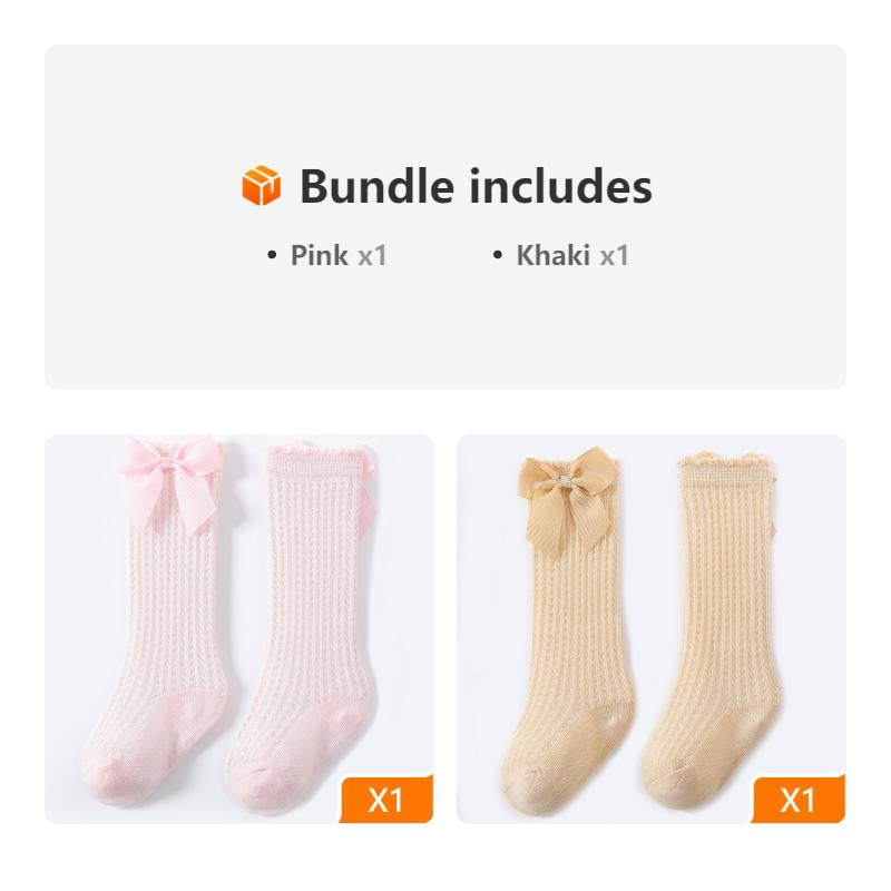 1pair Baby Breathable Bow Socks
