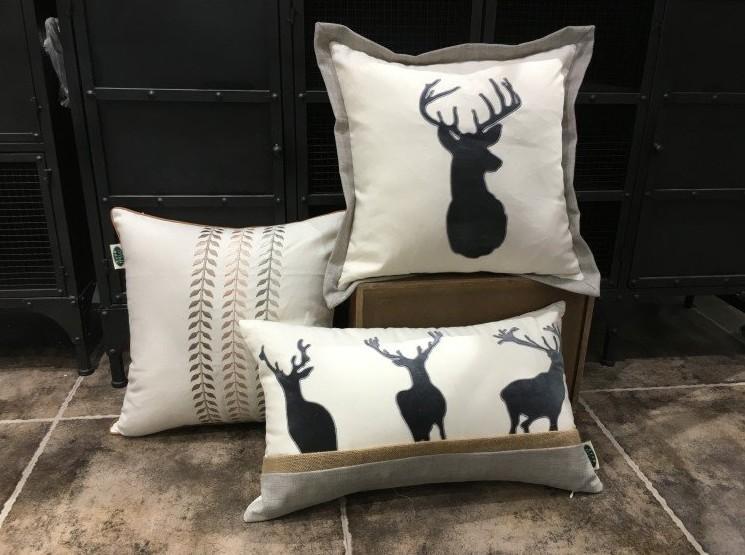 Embroider Elk Cotton Pillow Cover, Decorative Throw Pillow, Sofa Pillows, Home Decor
