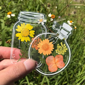 20pcs/set Transparent Dried Flower Page Clips Bookmark Stickers Set ktclubs.com