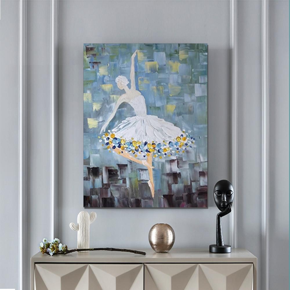 Large Painting for Bedroom, Modern Contemporary Artwork, Ballet Dancer Painting, Heavy Texture Acrylic Painting