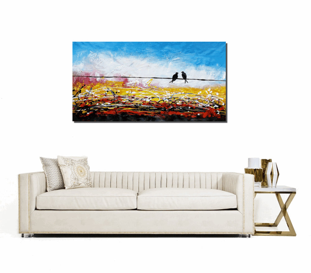 Love Birds Painting, Canvas Art, Abstract Art, Oil Painting, Wall Art, Abstract Painting, Large Art, Canvas Painting, Original Painting