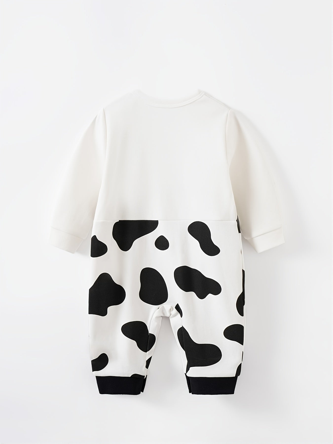 Toddler Baby's Cow Print Long Sleeves Jumpsuit, Casual Cute Cartoon For Winter