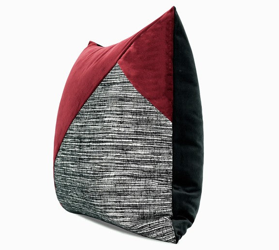 Large Modern Sofa Pillow Covers, Red and Black Contemporary Square Modern Throw Pillows for Couch, Simple Throw Pillow for Interior Design