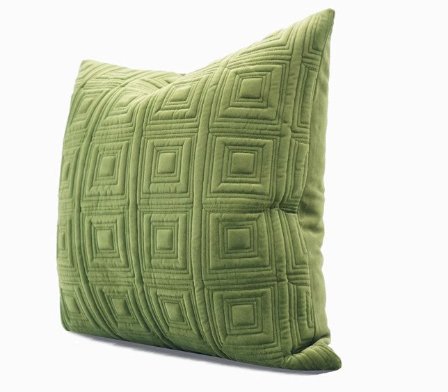 Large Square Modern Throw Pillows for Couch, Green Geometric Modern Sofa Pillows, Large Decorative Throw Pillows, Simple Throw Pillow for Interior Design