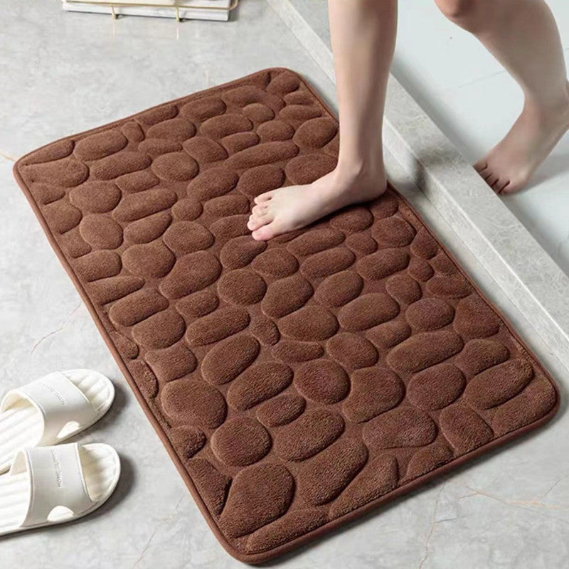 1pc Cobblestone Embossed Bathroom Bath Mat, Memory Foam Pad, Washable Bath Rugs, Rapid Water Absorbent, Non-Slip, Washable, Thick, Soft And Comfortable Carpet For Shower Room