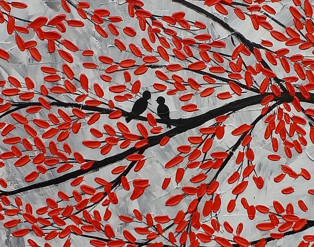 Large Canvas Paintings, Paintings for Living Room, Love Birds Painting, Original Wall Art Paintings, Abstract Acrylic Painting